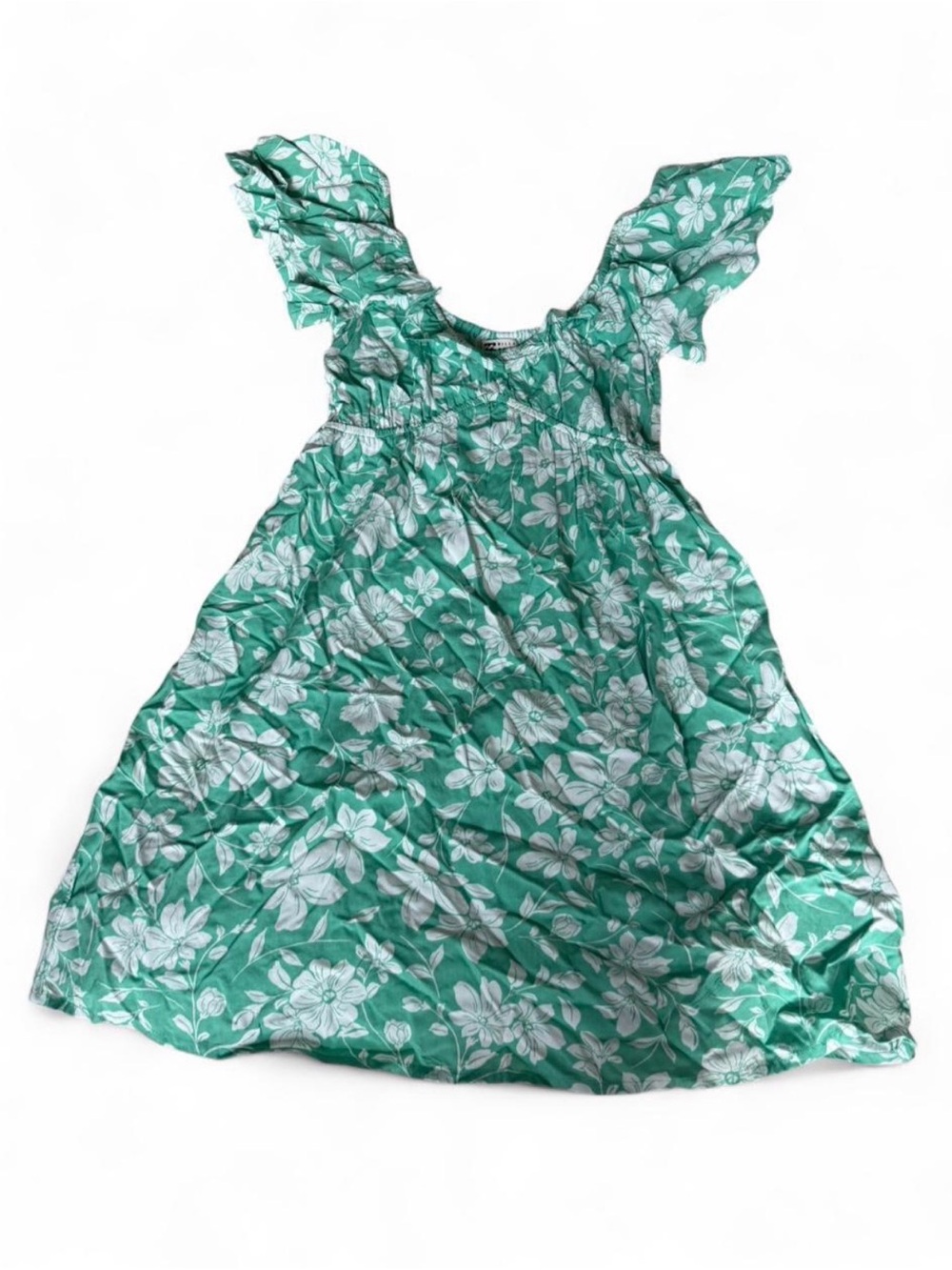 Billabong Green Floral Sundress with Flutter Sleeves